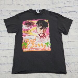 Bad Bunny 2022 World Tour SIZE M Black T Shirt 2 Side Latin Trap Band